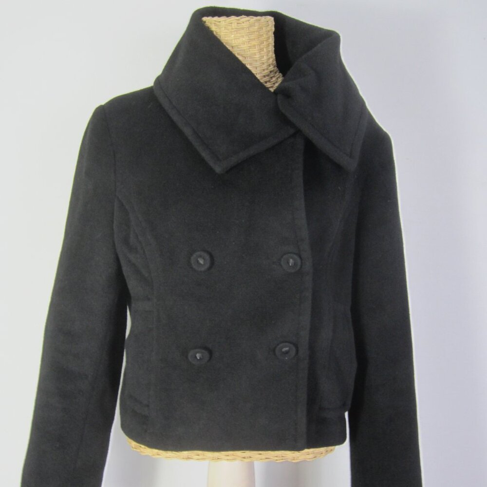 Vtg bebe Women M Black LS 65% Angora 35% Silk Short Jacket Lined Soft Blazer Y2K - Picture 8 of 11